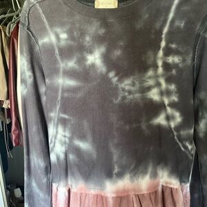 Altar'd State Tie-Dye Sweater - Gray and Pink